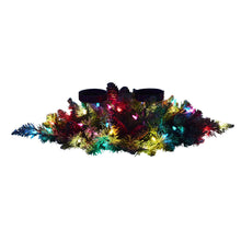 Load image into Gallery viewer, 24&quot; Flocked Artificial Christmas Double Candelabrum with 35 Multicolored Lights and Pine Cones - zzhomelifestyle