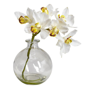 Cymbidium w/Vase Silk Flower Arrangement (Set of 3) - zzhomelifestyle