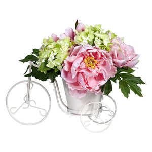 Peony & Hydrangea Tricycle Silk Flower Arrangement - zzhomelifestyle