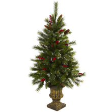 Load image into Gallery viewer, 4&#39; Christmas Tree w/Berries, Pine Cones, LED Lights &amp; Decorative Urn - zzhomelifestyle