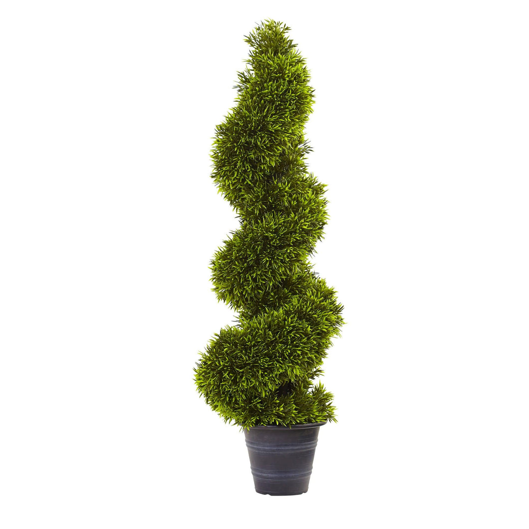 3' Grass Spiral Topiary w/Deco Planter - zzhomelifestyle