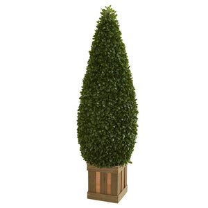 5' Boxwood Cone Topiary Artificial Tree with Decorative Planter - zzhomelifestyle