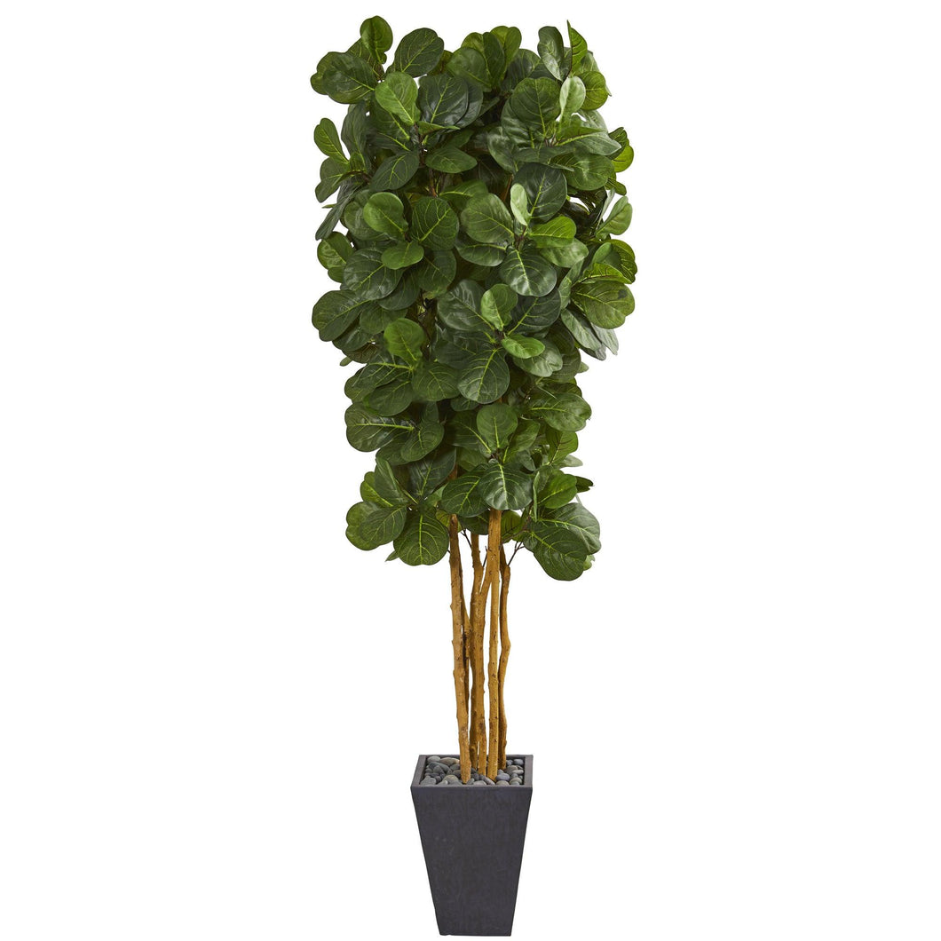 7.5' Fiddle Leaf Artificial Tree in Slate Planter - zzhomelifestyle