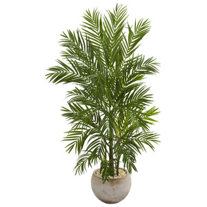 5' Areca Palm Artificial Tree in Bowl Planter - zzhomelifestyle