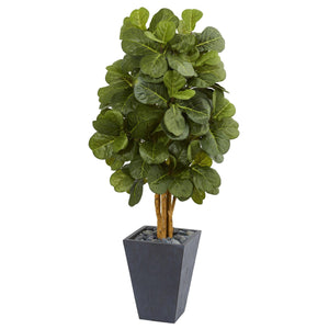 5.5' Fiddle Leaf Artificial Tree in Slate Planter - zzhomelifestyle
