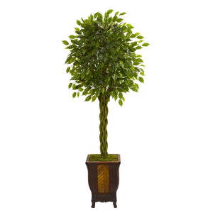6' Braided Ficus Artificial Tree in Decorative Planter - zzhomelifestyle