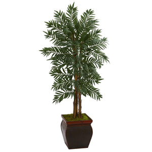 5' Parlor Palm Artificial Tree in Decorative Planter - zzhomelifestyle
