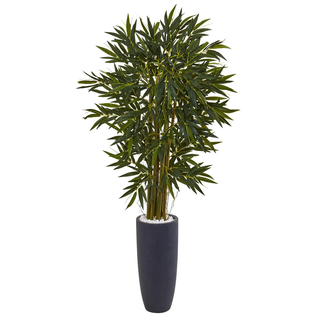6.5' Bamboo Tree in Gray Cylinder Planter - zzhomelifestyle