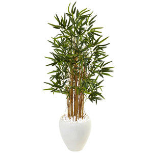 4' Bamboo Tree in White Oval Planter - zzhomelifestyle