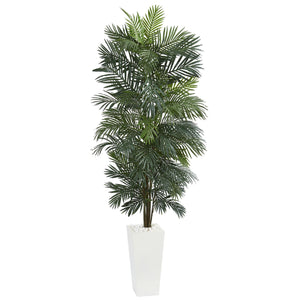 7' Areca Artificial Tree in White Tower Planter - zzhomelifestyle