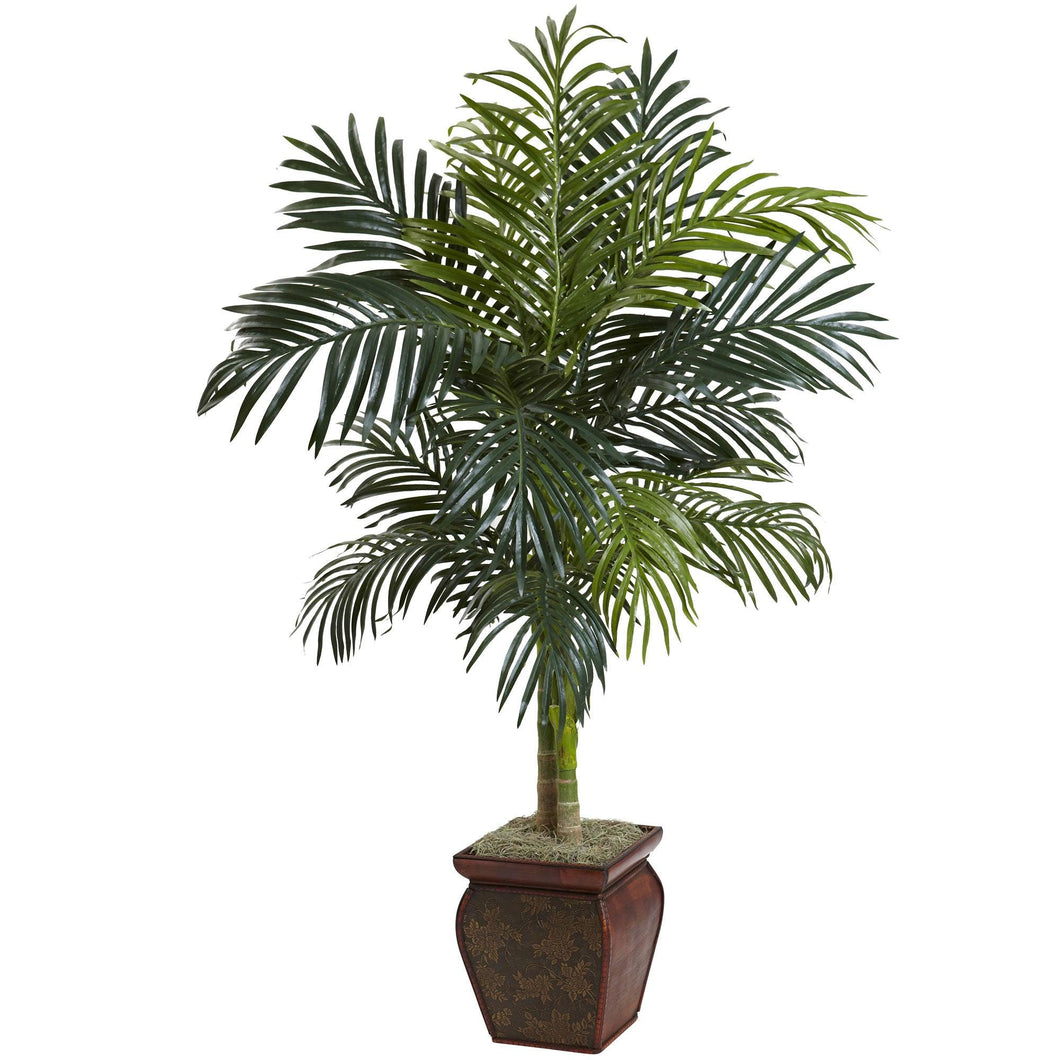 4.5' Golden Cane Palm w/Decorative Container - zzhomelifestyle