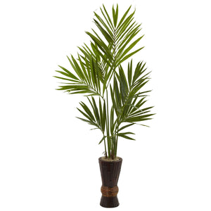 6' Kentia Tree w/Bamboo Planter - zzhomelifestyle