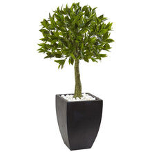 Load image into Gallery viewer, Bay Leaf Topiary with Black Wash Planter UV Resistant (Indoor/Outdoor) - zzhomelifestyle