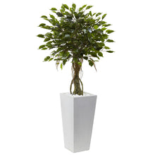 Load image into Gallery viewer, Ficus Tree with White Planter UV Resistant (Indoor/Outdoor) - zzhomelifestyle
