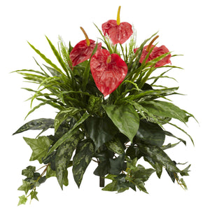 24" Mixed Anthurium Artificial Plant (Set of 2) - zzhomelifestyle