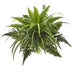 22" Mixed Greens and Fern Artificial Bush Plant (Set of 3) - zzhomelifestyle