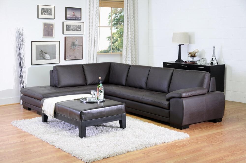 BAXTON STUDIO DIANA DARK BROWN SOFA CHAISE SECTIONAL REVERSE