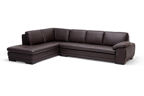 BAXTON STUDIO DIANA DARK BROWN SOFA/CHAISE SECTIONAL REVERSE - zzhomelifestyle
