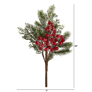 20" Iced Pine and Berries Artificial Plant (Set of 4) - zzhomelifestyle