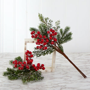 20" Iced Pine and Berries Artificial Plant (Set of 4) - zzhomelifestyle