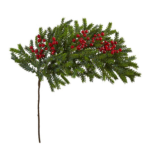 34" Pine and Berries Artificial Hanging Plant (Set of 3) - zzhomelifestyle