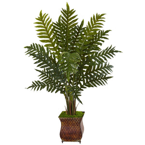 4' Evergreen Plant in Metal Planter - zzhomelifestyle