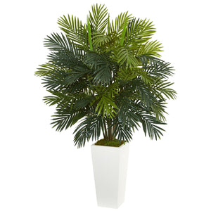Areca Palm Artificial Plant in White Tower Planter - zzhomelifestyle