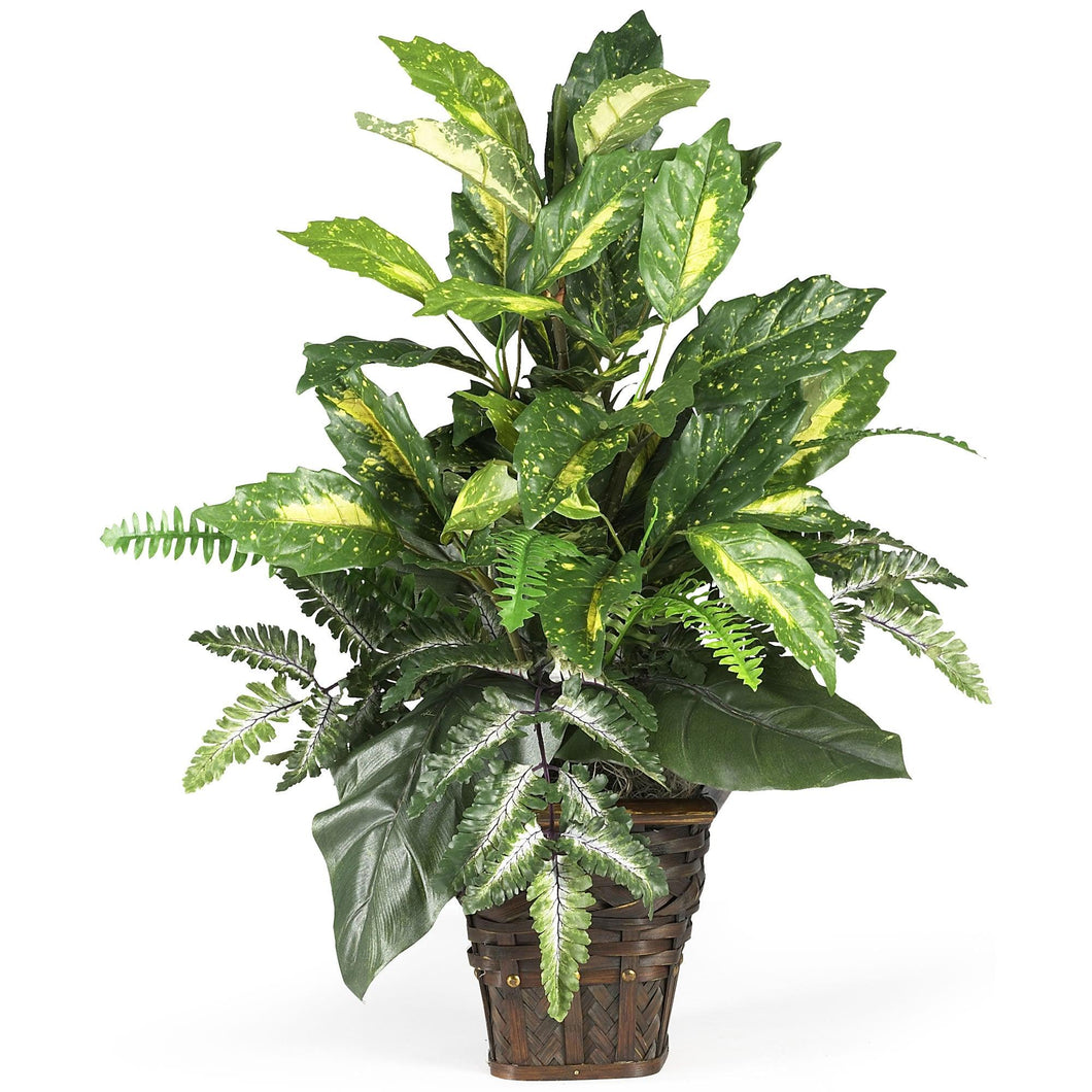 Mixed Greens w/Wicker Silk Plant - zzhomelifestyle