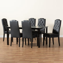 Load image into Gallery viewer, BAXTON STUDIO DYLIN MODERN AND CONTEMPORARY BLACK FAUX LEATHER UPHOLSTERED AND DARK BROWN FINISHED WOOD 7-PIECE DINING SET - zzhomelifestyle