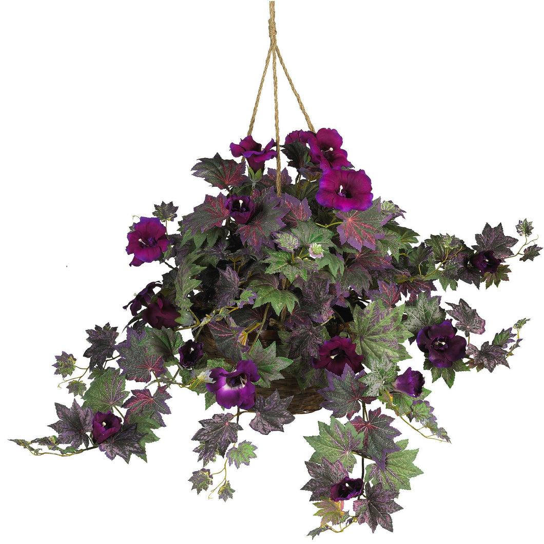 Morning Glory Hanging Basket Silk Plant - zzhomelifestyle