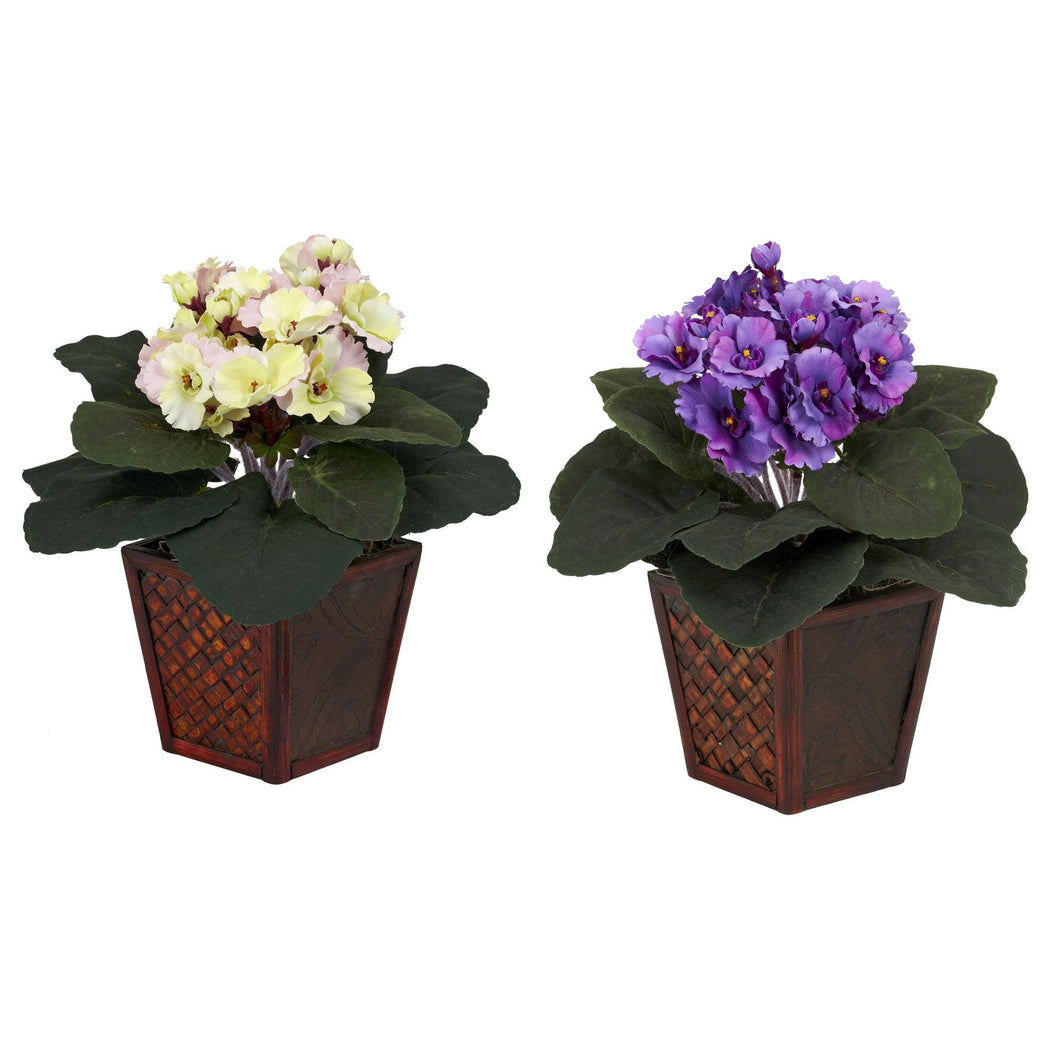 African Violet w/Vase Silk Plant (Set of 2) - zzhomelifestyle