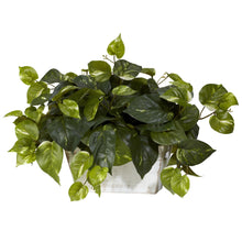 Load image into Gallery viewer, Pothos w/White Wash Planter Silk Plant - zzhomelifestyle
