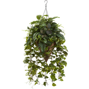 Vining Mixed Greens w/Cone Hanging Basket - zzhomelifestyle