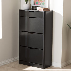 BAXTON STUDIO CAYLA MODERN AND CONTEMPORARY BLACK WOOD SHOE CABINET - zzhomelifestyle