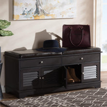 Load image into Gallery viewer, BAXTON STUDIO LEO MODERN AND CONTEMPORARY DARK BROWN WOOD 2-DRAWER SHOE STORAGE BENCH - zzhomelifestyle
