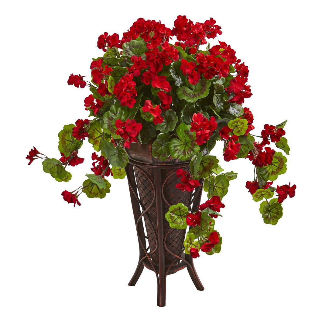 Geranium Artificial Plant in Stand Planter - zzhomelifestyle
