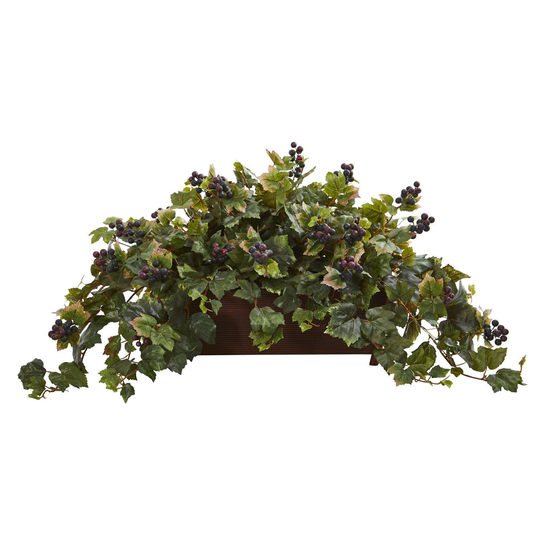 Grape Leaf Artificial Plant in Decorative Planter - zzhomelifestyle