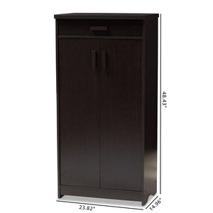 BAXTON STUDIO BIENNA MODERN AND CONTEMPORARY WENGE BROWN FINISHED SHOE CABINET - zzhomelifestyle