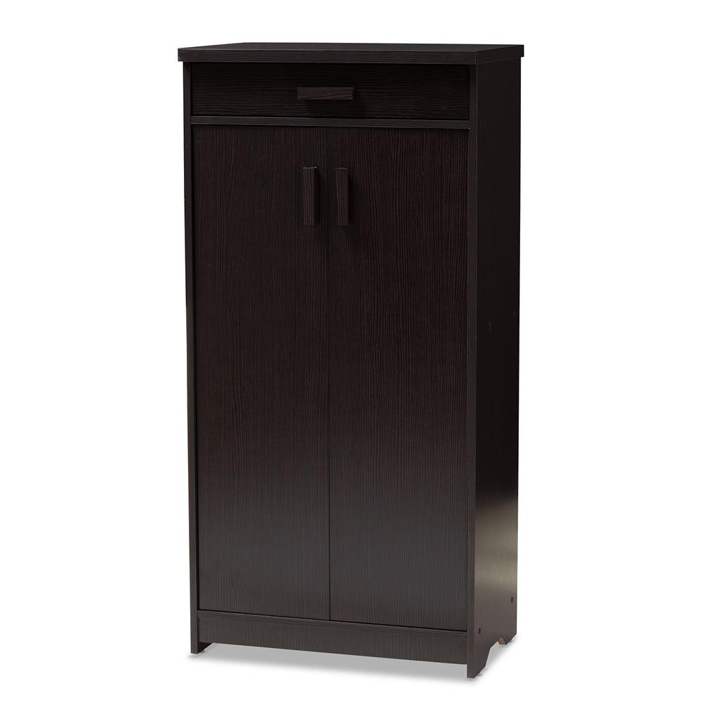 BAXTON STUDIO BIENNA MODERN AND CONTEMPORARY WENGE BROWN FINISHED SHOE CABINET - zzhomelifestyle