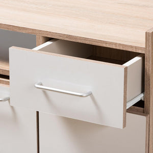BAXTON STUDIO CHARMAIN MODERN AND CONTEMPORARY LIGHT OAK AND WHITE FINISH KITCHEN CABINET - zzhomelifestyle