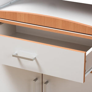 BAXTON STUDIO EDONIA MODERN AND CONTEMPORARY BEECH BROWN AND WHITE FINISH KITCHEN CABINET - zzhomelifestyle