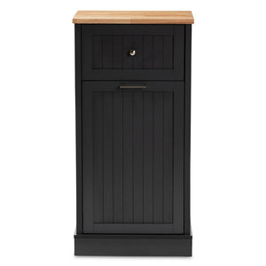 BAXTON STUDIO MARCEL FARMHOUSE AND COASTAL DARK GREY AND OAK BROWN FINISHED KITCHEN CABINET - zzhomelifestyle