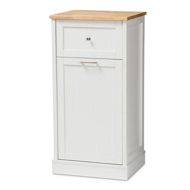 BAXTON STUDIO MARCEL FARMHOUSE AND COASTAL WHITE AND OAK BROWN FINISHED KITCHEN CABINET - zzhomelifestyle