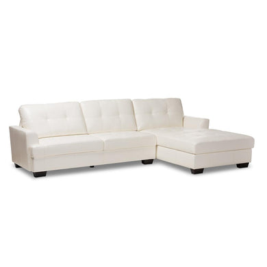 BAXTON STUDIO ADALYNN MODERN AND CONTEMPORARY WHITE FAUX LEATHER UPHOLSTERED SECTIONAL SOFA - zzhomelifestyle