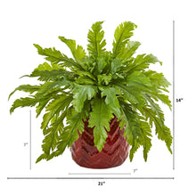 Load image into Gallery viewer, 14&quot; Fern Artificial Plant in Red Vase - zzhomelifestyle