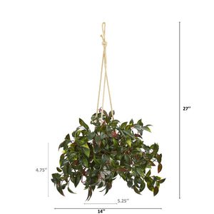 27" Mini Melon Artificial Plant in Hanging Bucket UV Resistant (Indoor/Outdoor) (Set of 2) - zzhomelifestyle