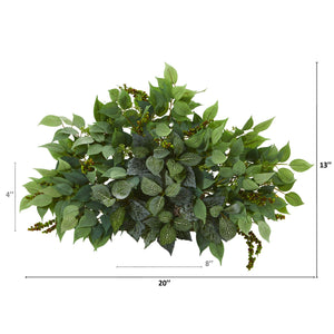 20" Mixed Ficus and Fittonia Artificial Ledge Plant - zzhomelifestyle