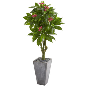 5.5' Plumeria Artificial Tree in Gray Planter UV Resistant (Indoor/Outdoor) - zzhomelifestyle