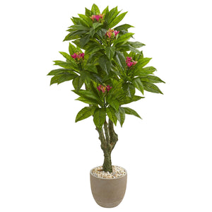 5' Plumeria Artificial Tree in Decorative Planter UV Resistant (Indoor/Outdoor) - zzhomelifestyle