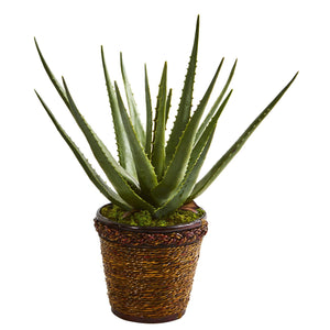 Aloe Artificial Plant in Basket - zzhomelifestyle